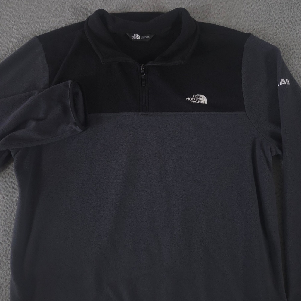 The North Face Pullover Mens XL Grey Glacier 1/4 Zip Fleece Colorblock Logo